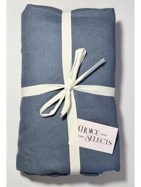 Quince European Linen Blackout Curtain Panel Navy 48x96